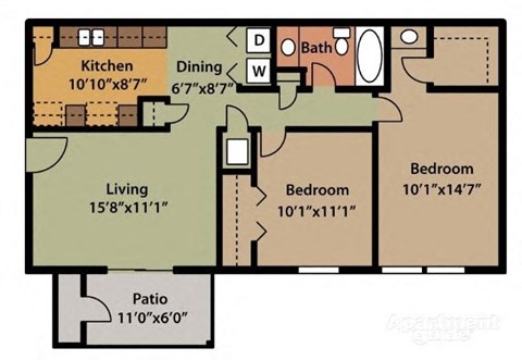 Floor Plan for Two Bedroom One Bath